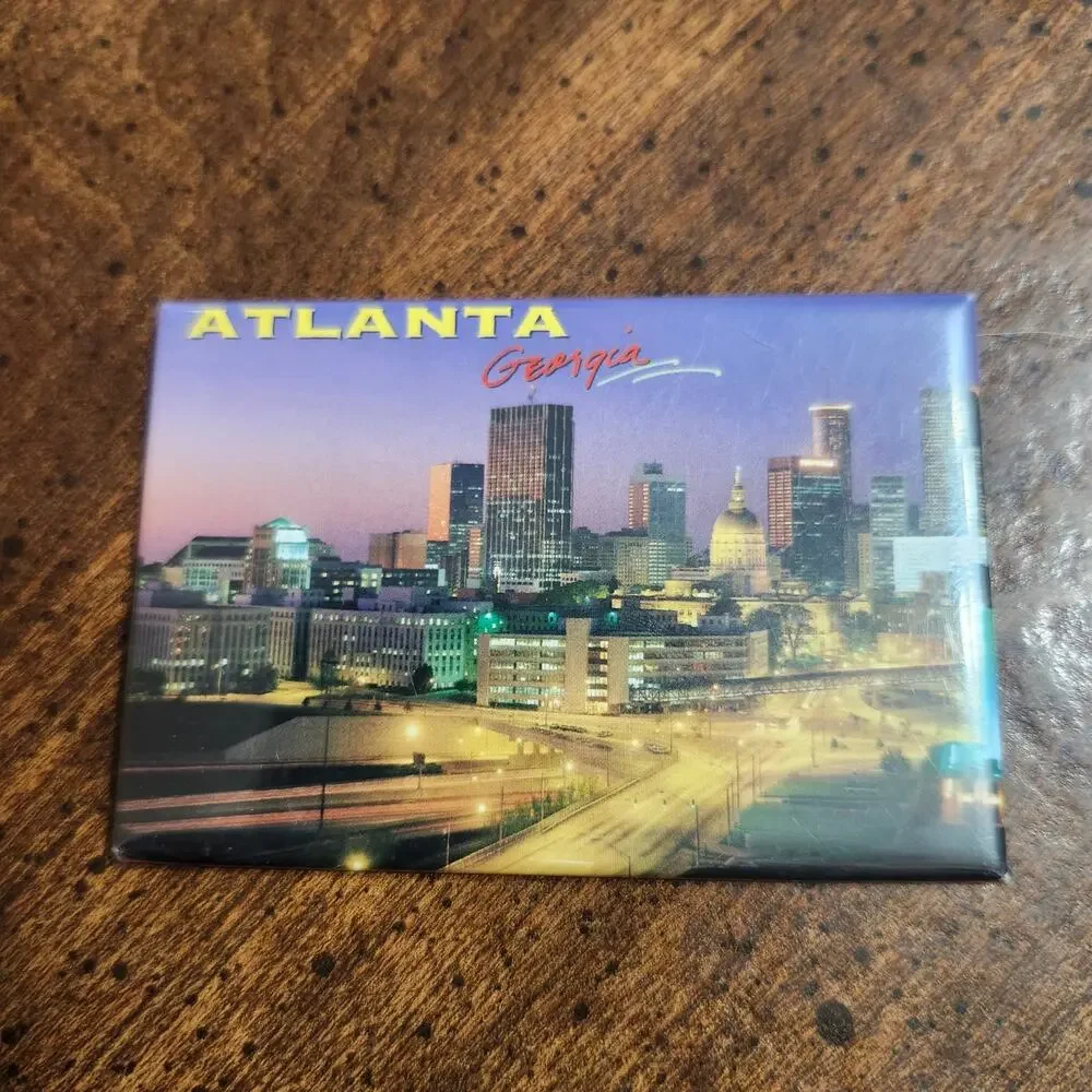 Atlanta Georgia Skyline Fridge Magnet Souvenir Travel Keepsake Postcard Factory